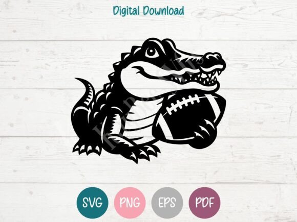 Alligator with Football: Graphics for Crafts & Branding