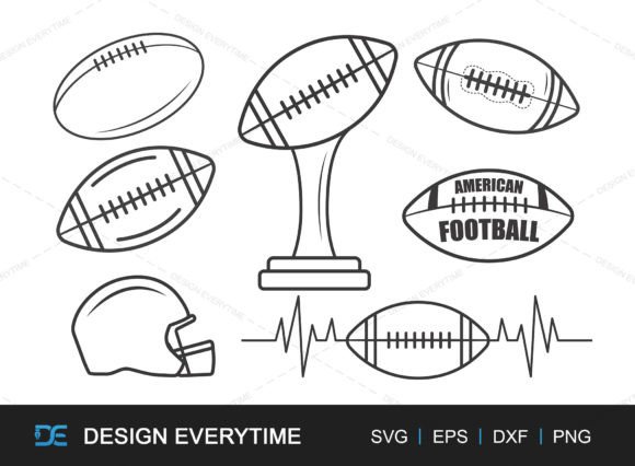 American Football Outline Bundle SVG: Graphics for Crafts
