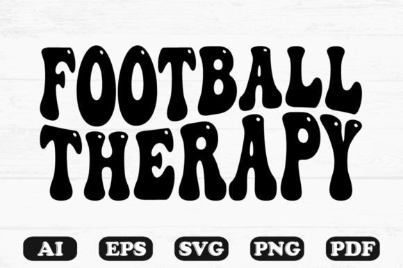 Football Therapy Retro Wavy SVG Graphics for Crafts