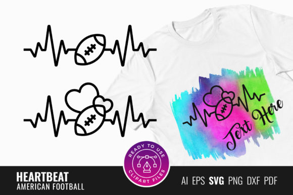 Heartbeat American Football SVG for Crafts & Graphics