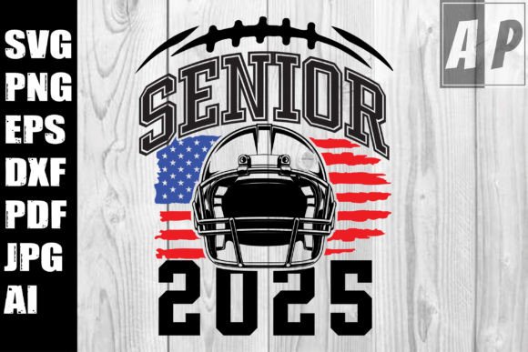 Senior 2025 Football Player Graphics for Crafts