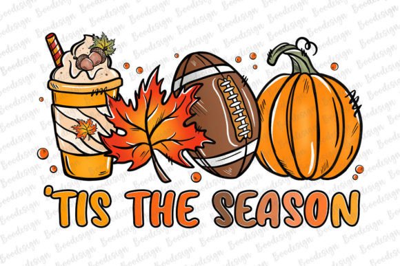 Tis the Season Football Pumpkin Fall PNG for Crafts Graphics